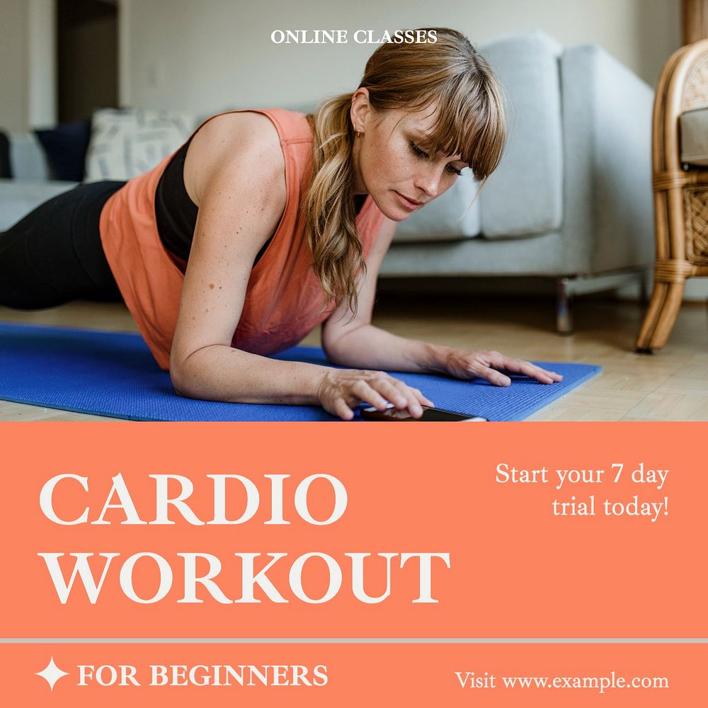 Cardio workout Instagram post template