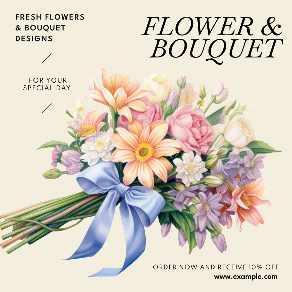 Flower bouquet Instagram post template