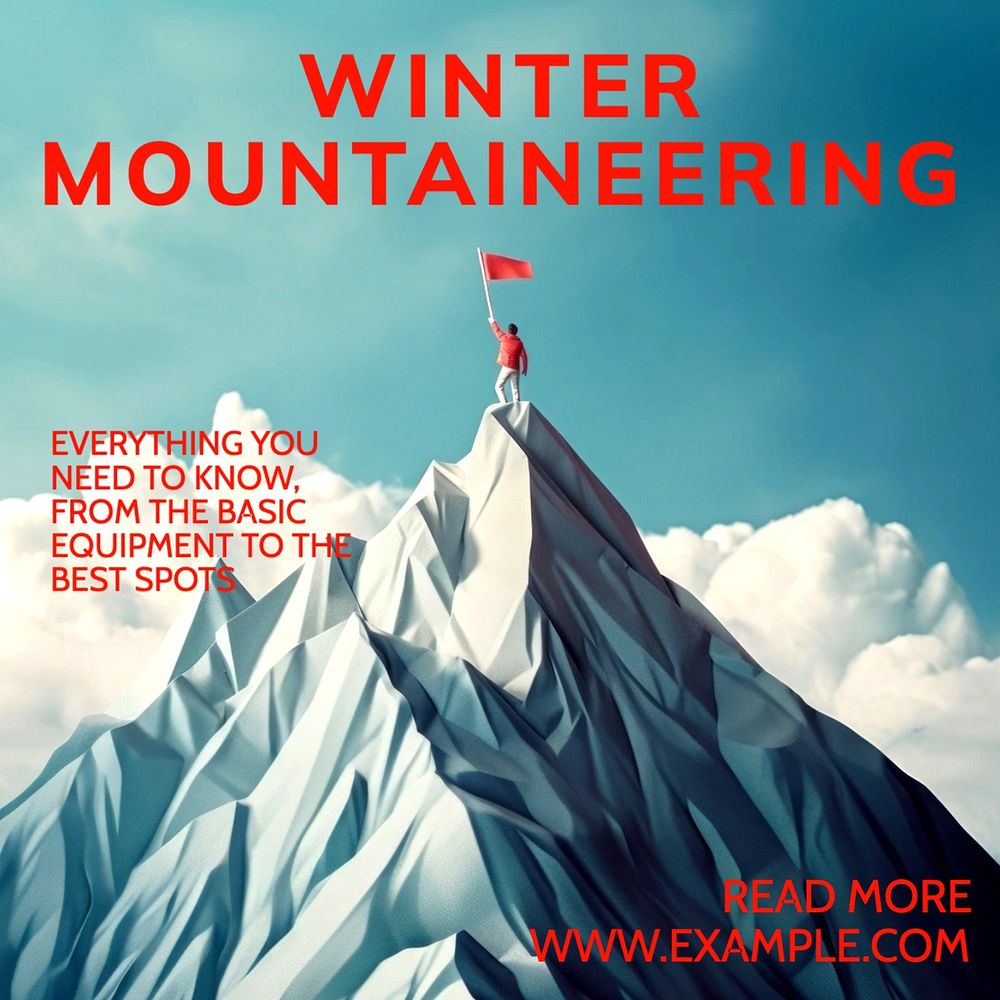 Winter mountaineering Instagram post template