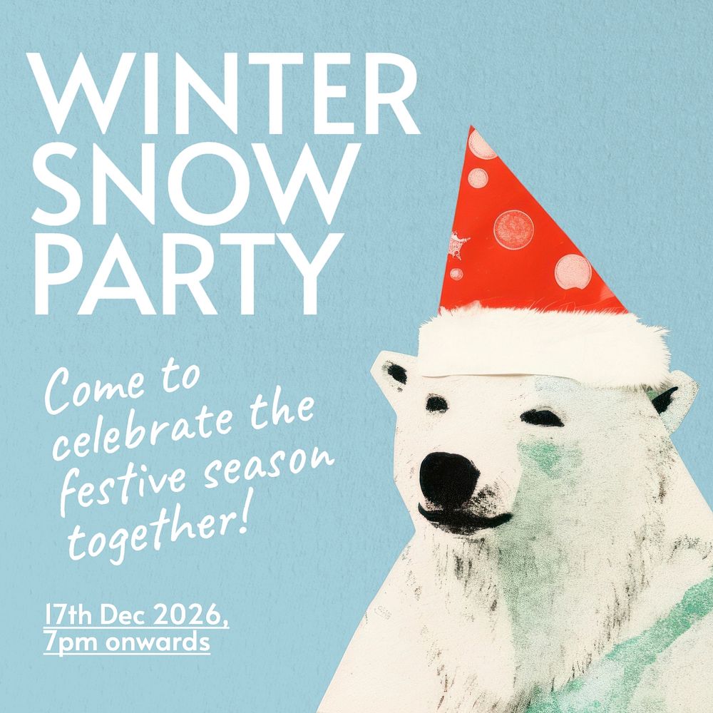 Winter snow party Instagram post template