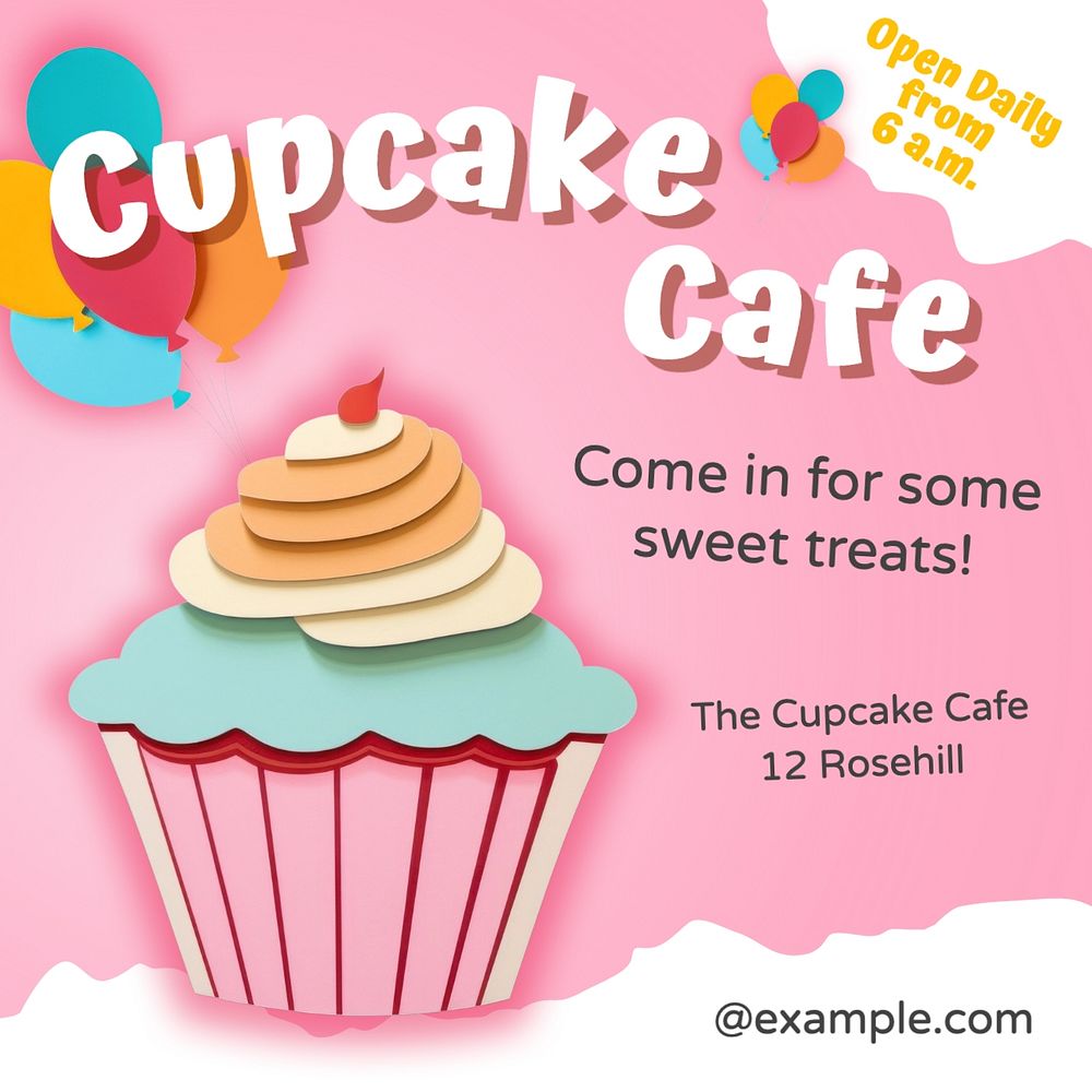 Cupcake cafe Instagram post template