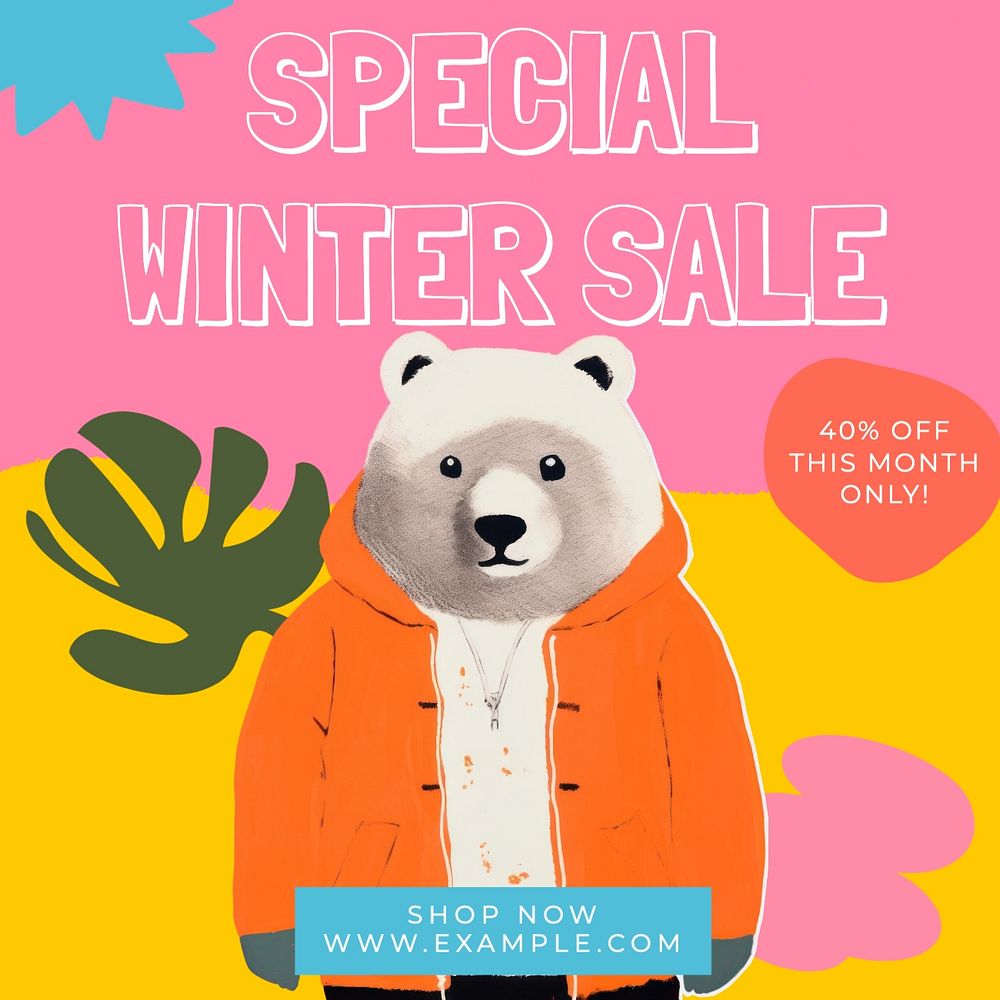 Winter sale Instagram post template