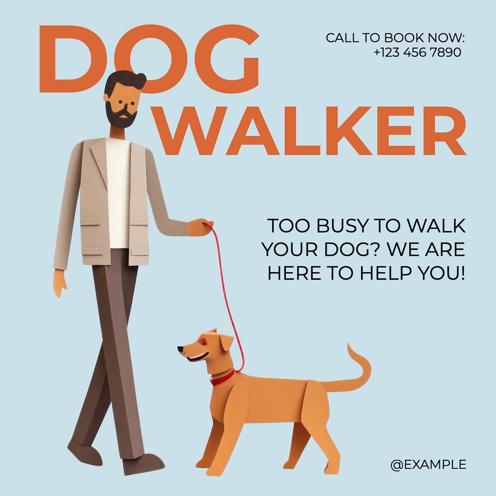 Dog walking service Instagram post template