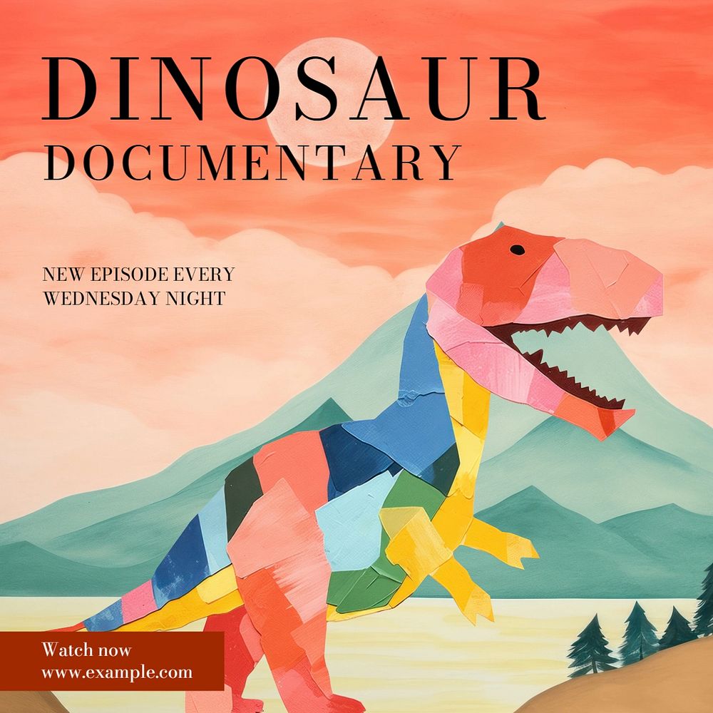 Dinosaur documentary Instagram post template