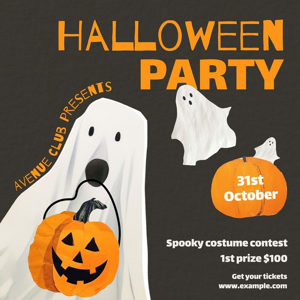 Halloween party Instagram post template