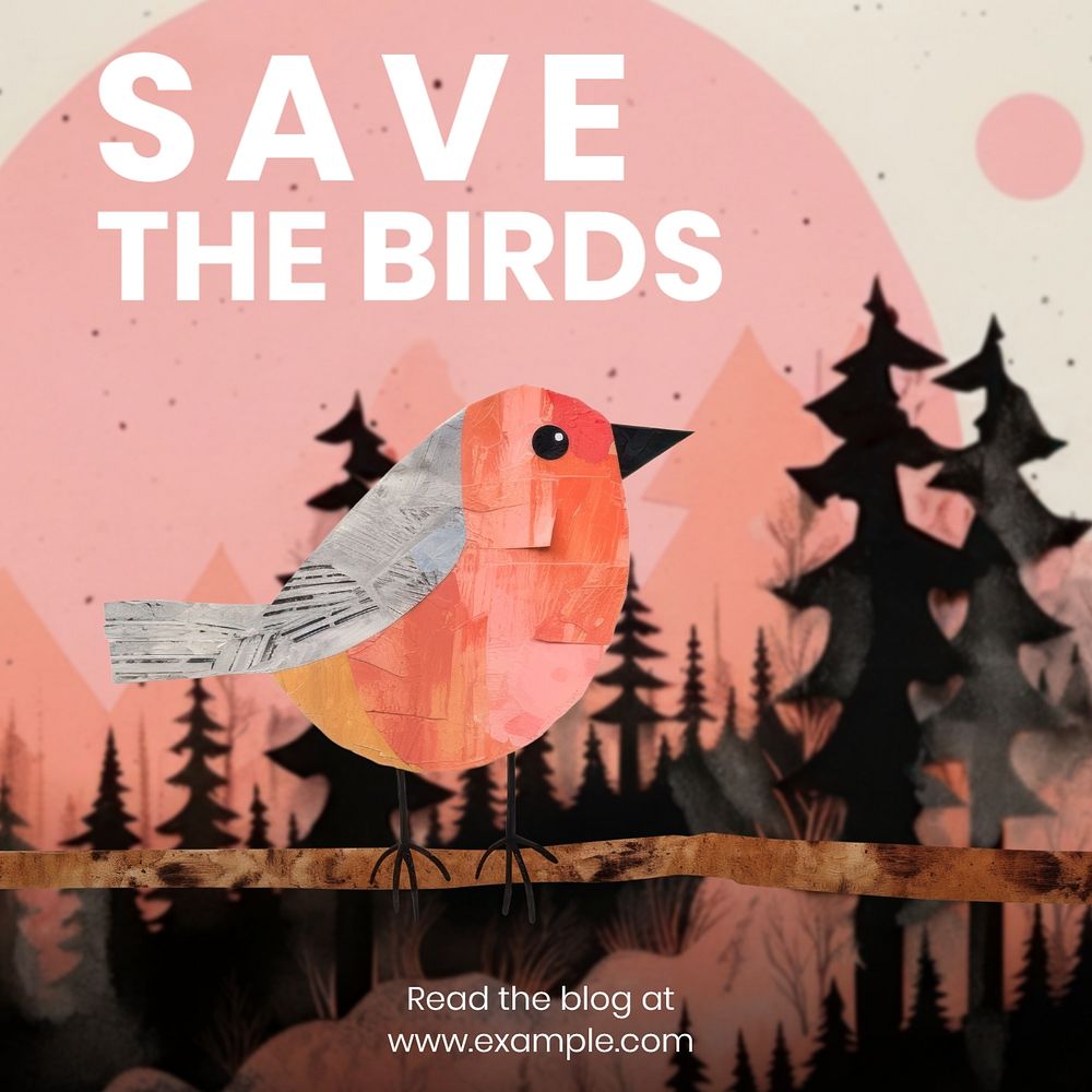 Save the birds Instagram post template