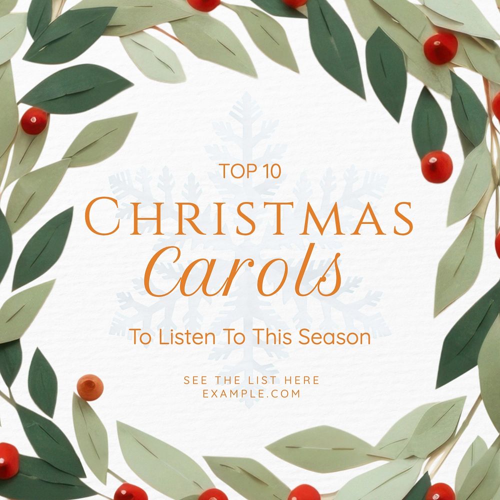 Christmas carols list Instagram post template