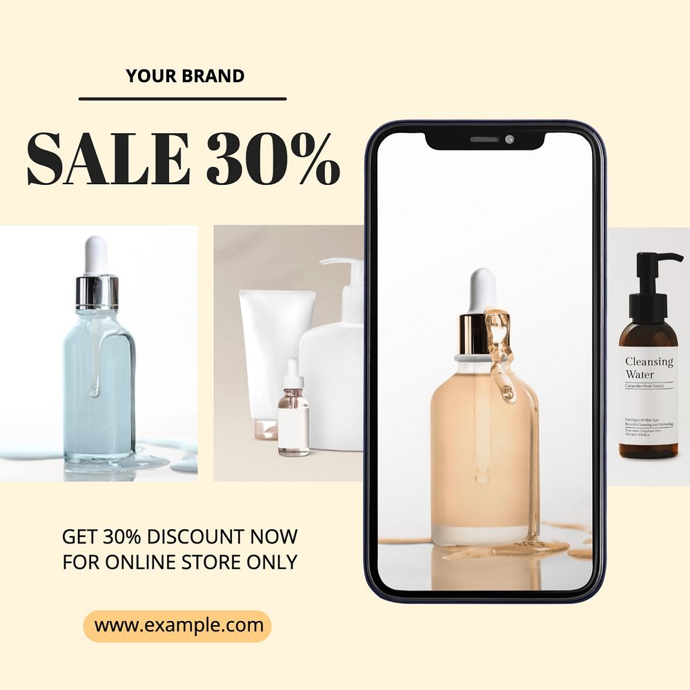 Beauty product Instagram post template, editable text, community remix