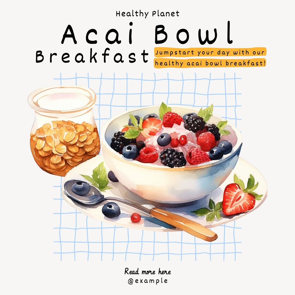 Acai bowl Instagram post template