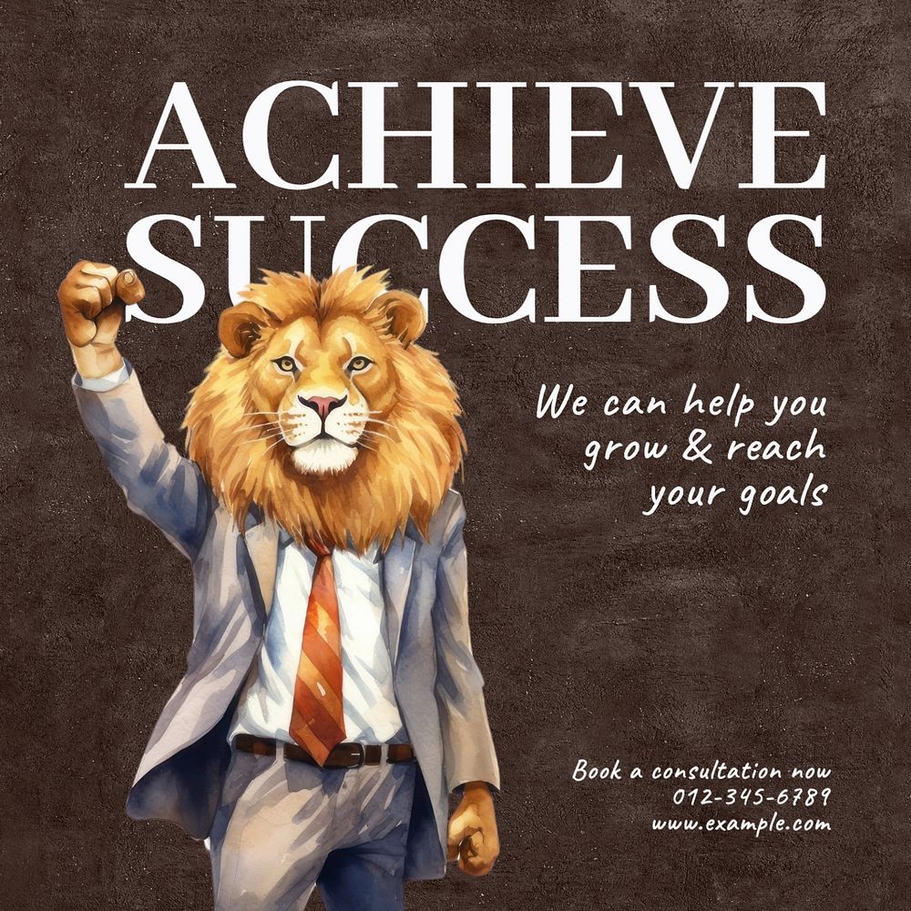 Achieve success Instagram post template, editable text