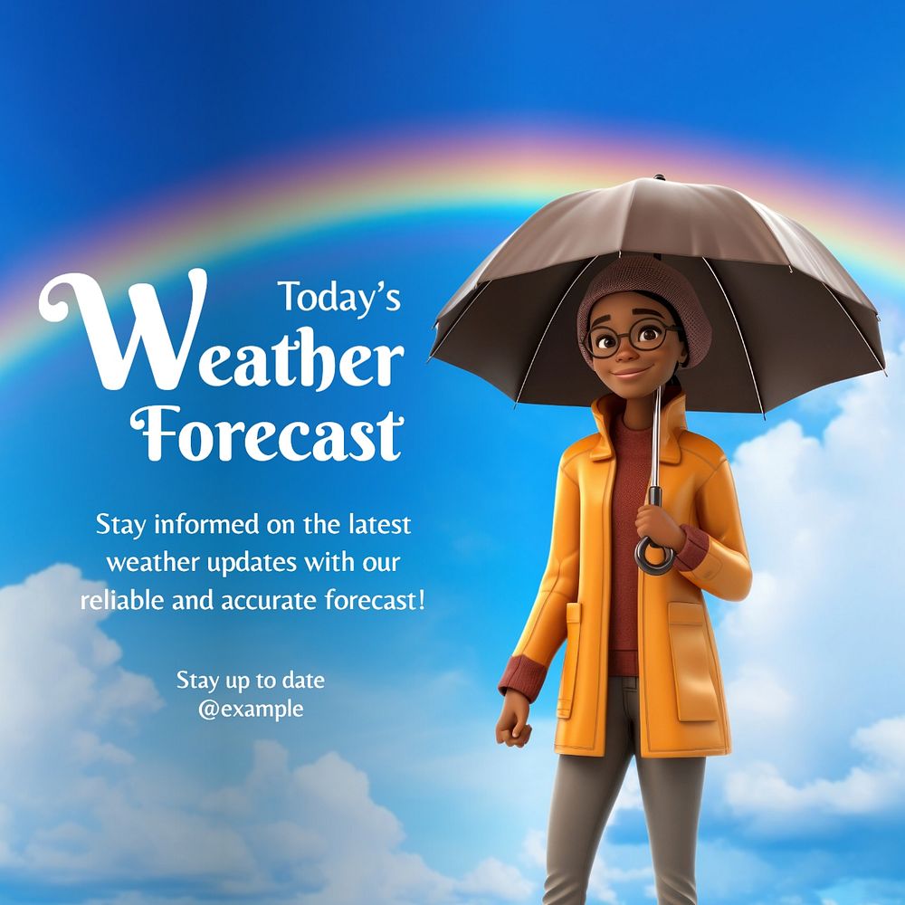 Weather forecast Instagram post template, editable text