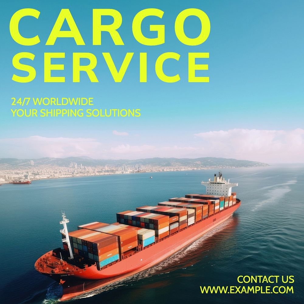 Cargo service Instagram post template, editable text