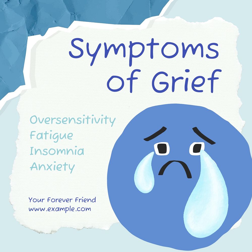 Symptoms of grief Instagram post template