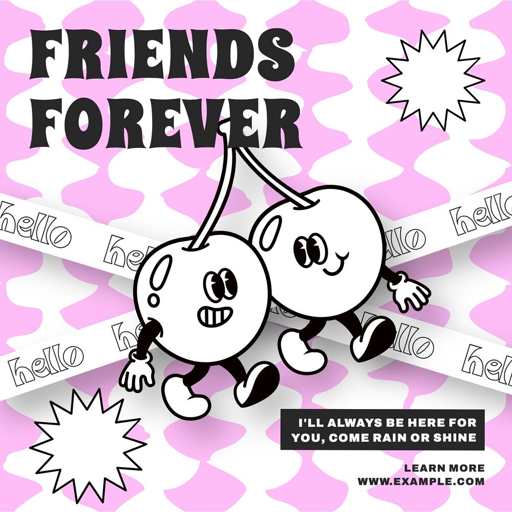 Friends forever Instagram post template, editable text