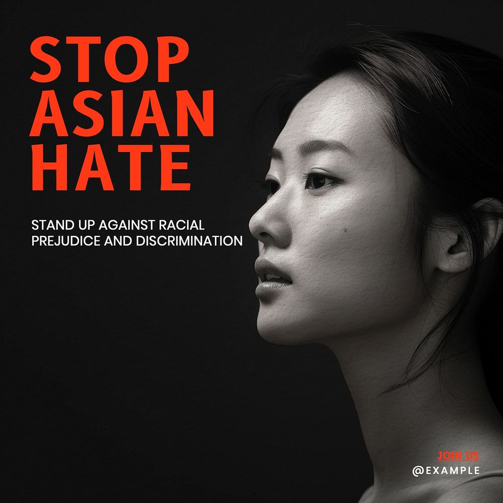 Stop Asian hate Instagram post template, editable text