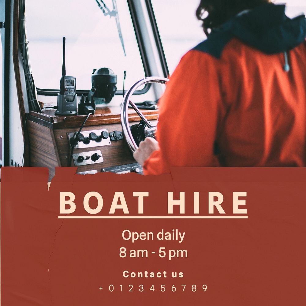 Boat hire Instagram post template