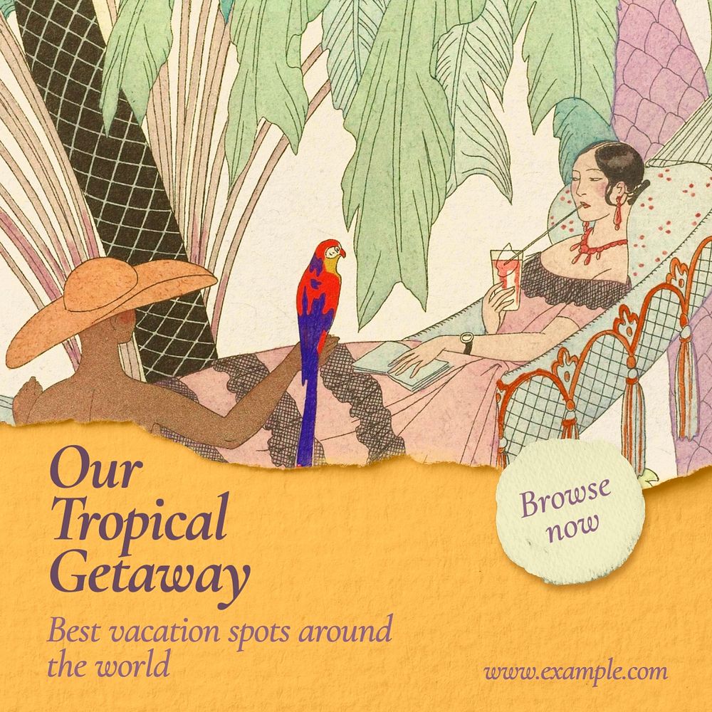 Tropical getaway Instagram post template