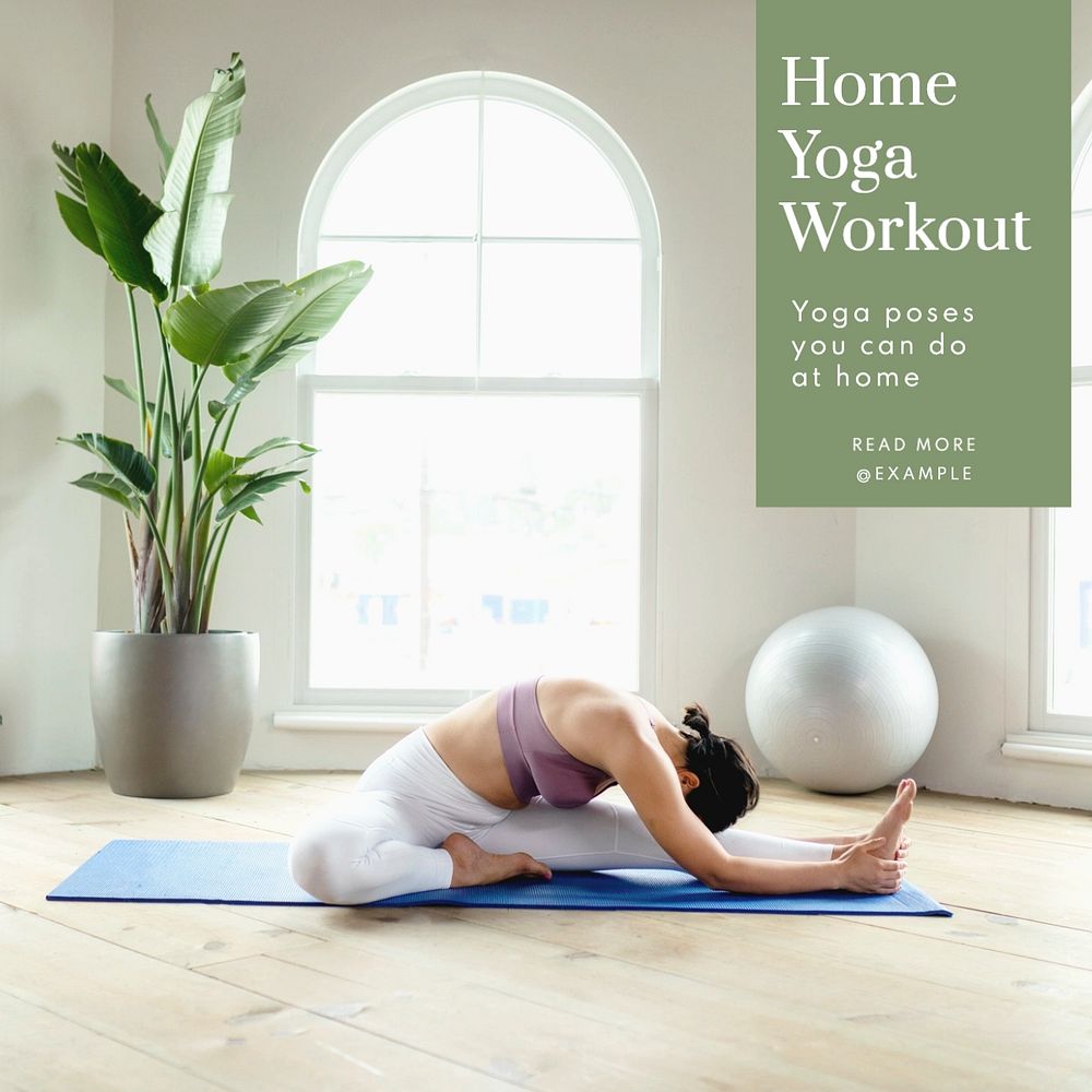 Home yoga workout Instagram post template