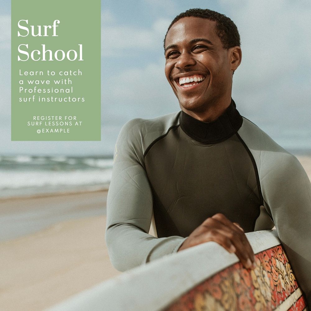 Surf school Instagram post template