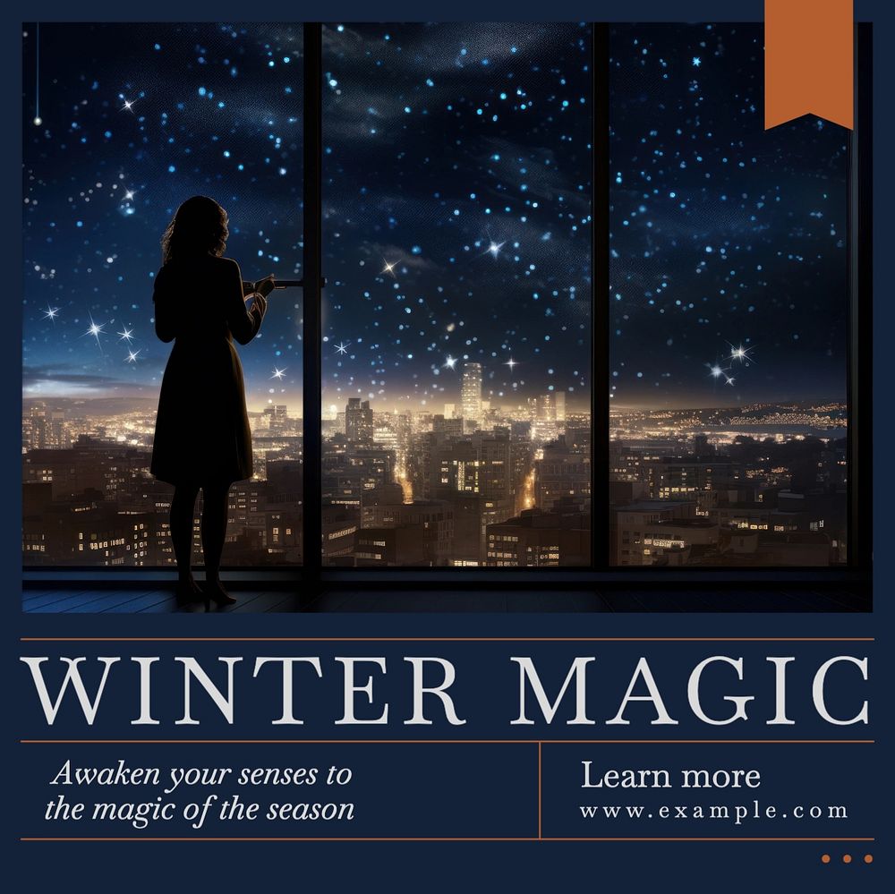 Winter magic Instagram post template, editable text