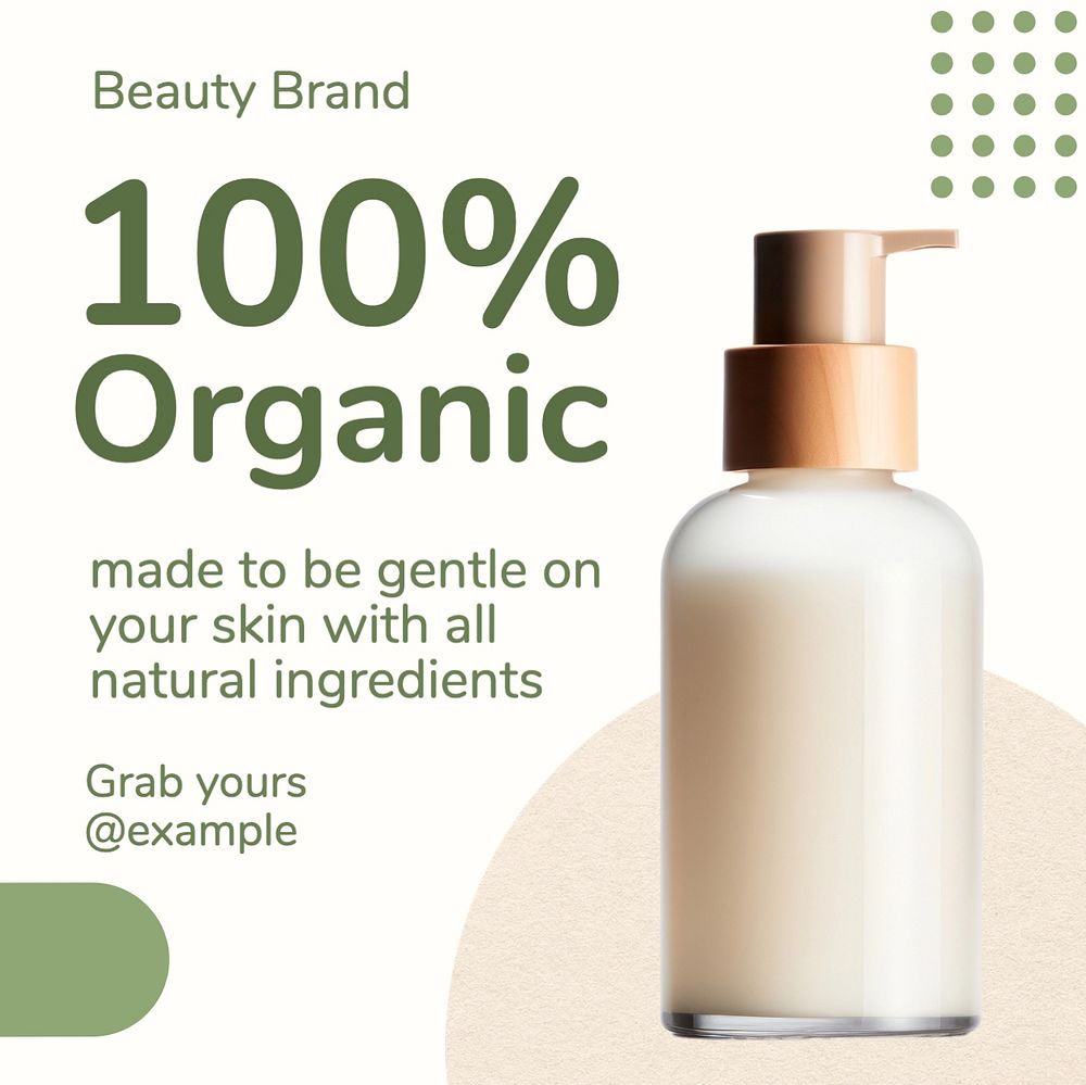 Organic beauty product Instagram post template, editable text