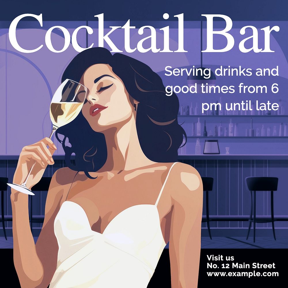 Cocktail bar Facebook post template