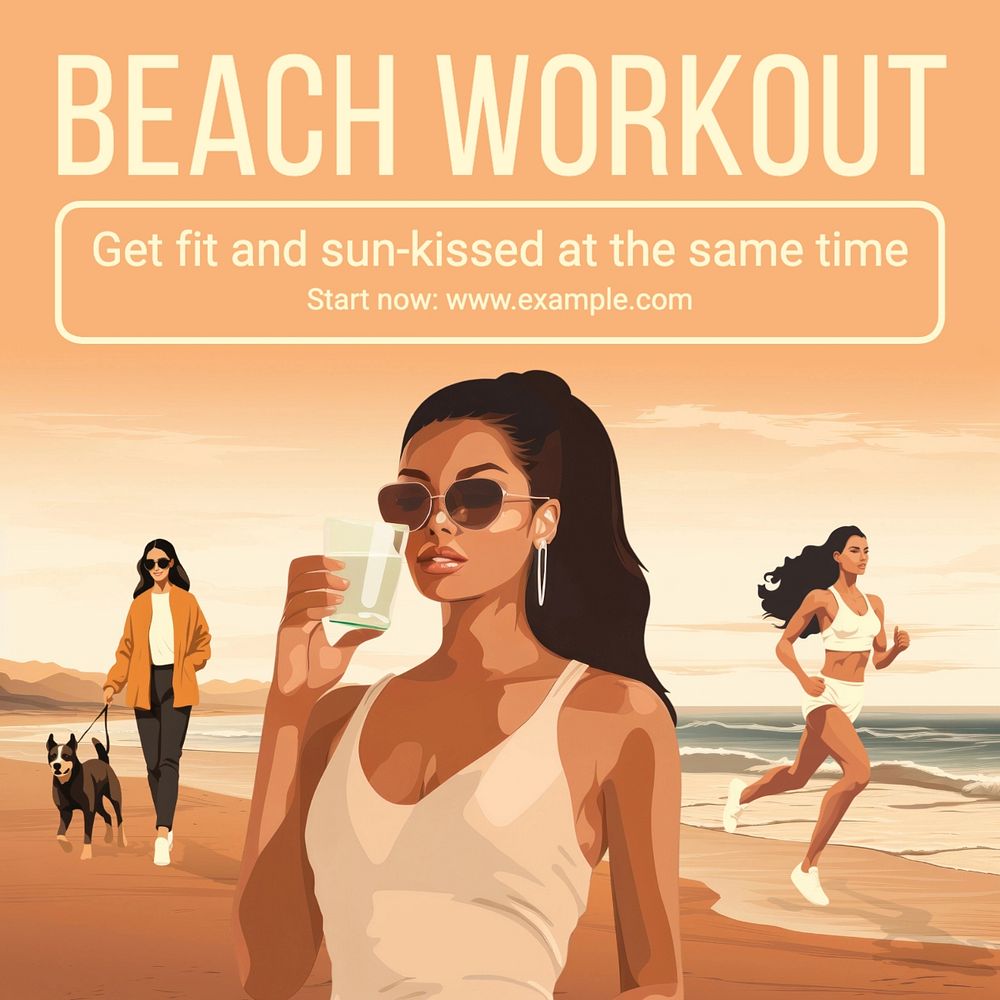 Beach workout Facebook post template