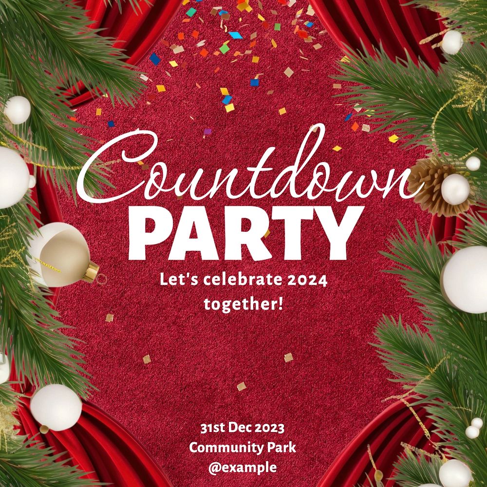 Countdown party Instagram post template