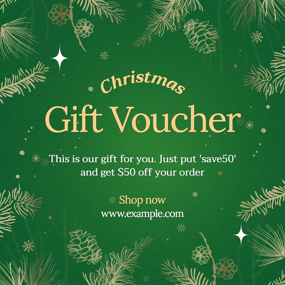 Christmas gift voucher Instagram post template