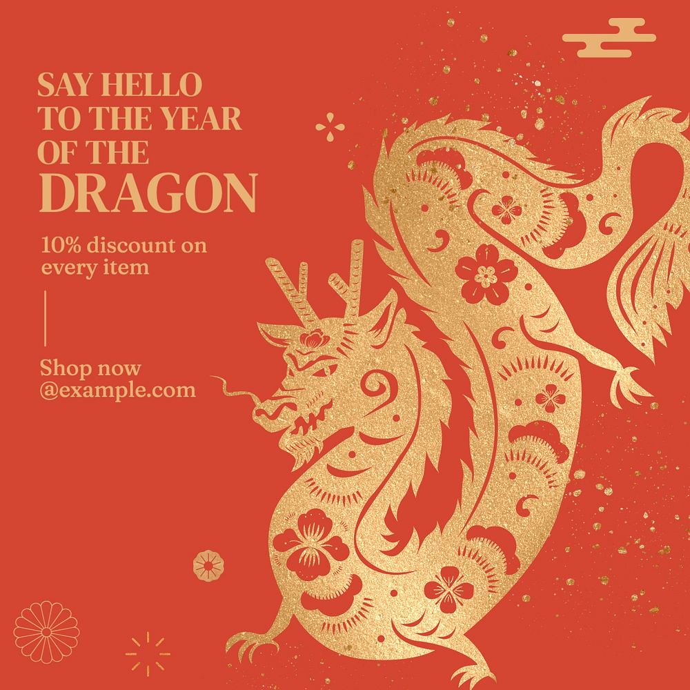 Year of dragon Instagram post template