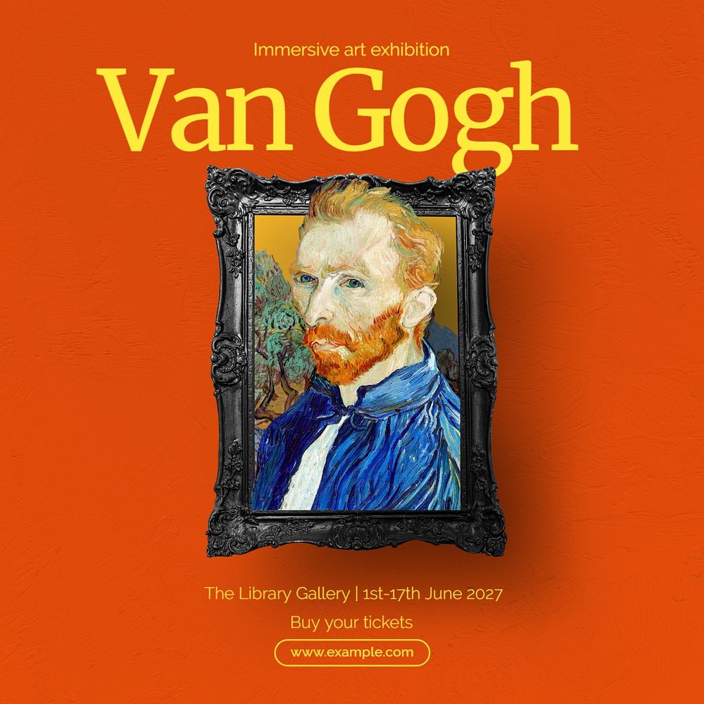 Van Gogh exhibition Instagram post template, editable text