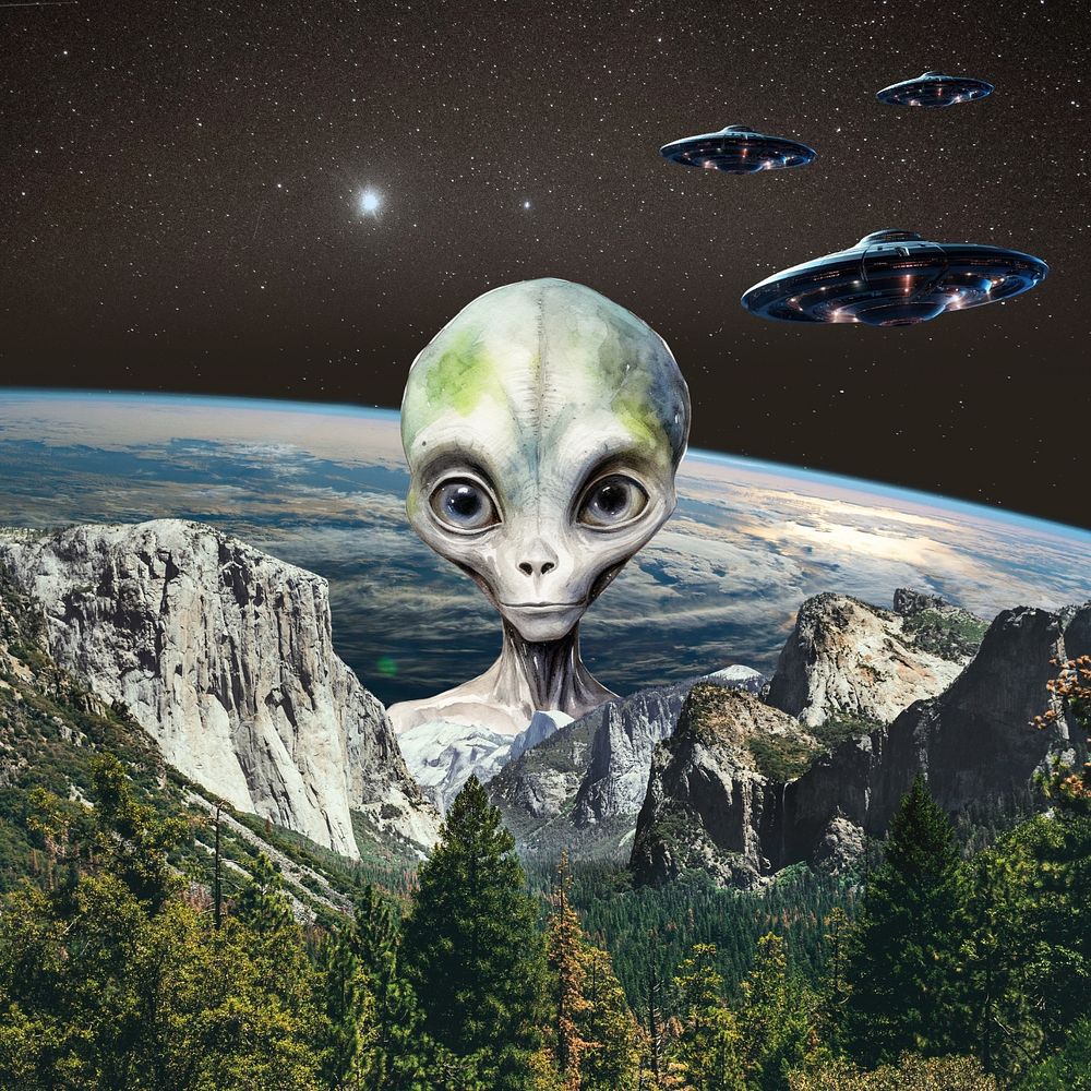 Editable alien in mountains, remix design, community remix