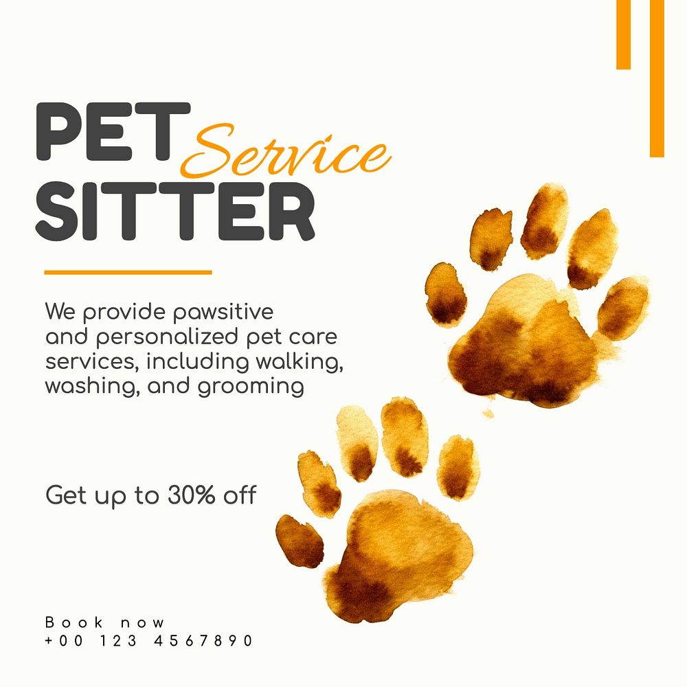 Pet sitter service Instagram post template