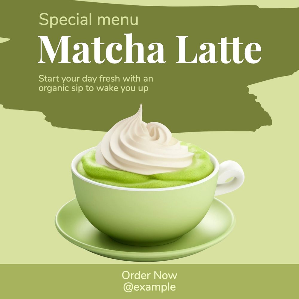 Matcha latte Instagram post template