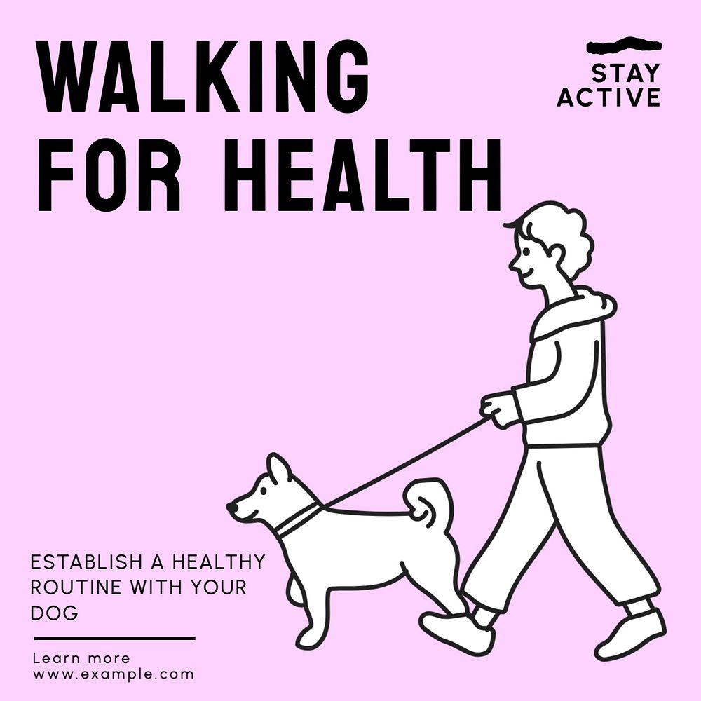 Walking for health Instagram post template