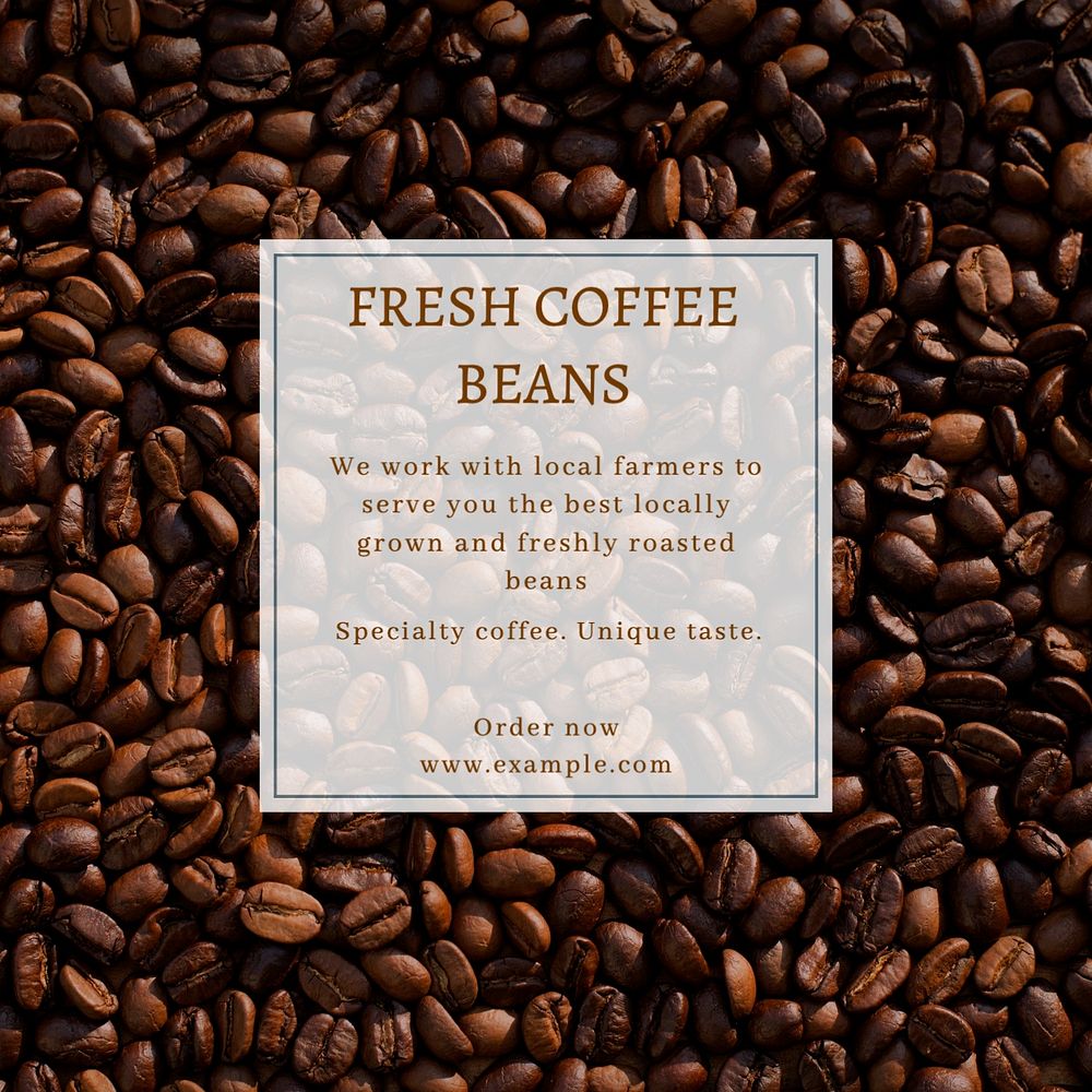 Fresh coffee beans Instagram post template