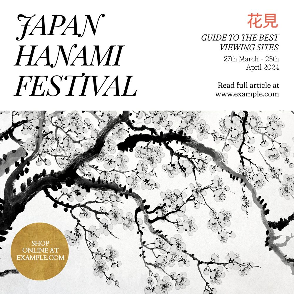 Hanami festival Instagram post template