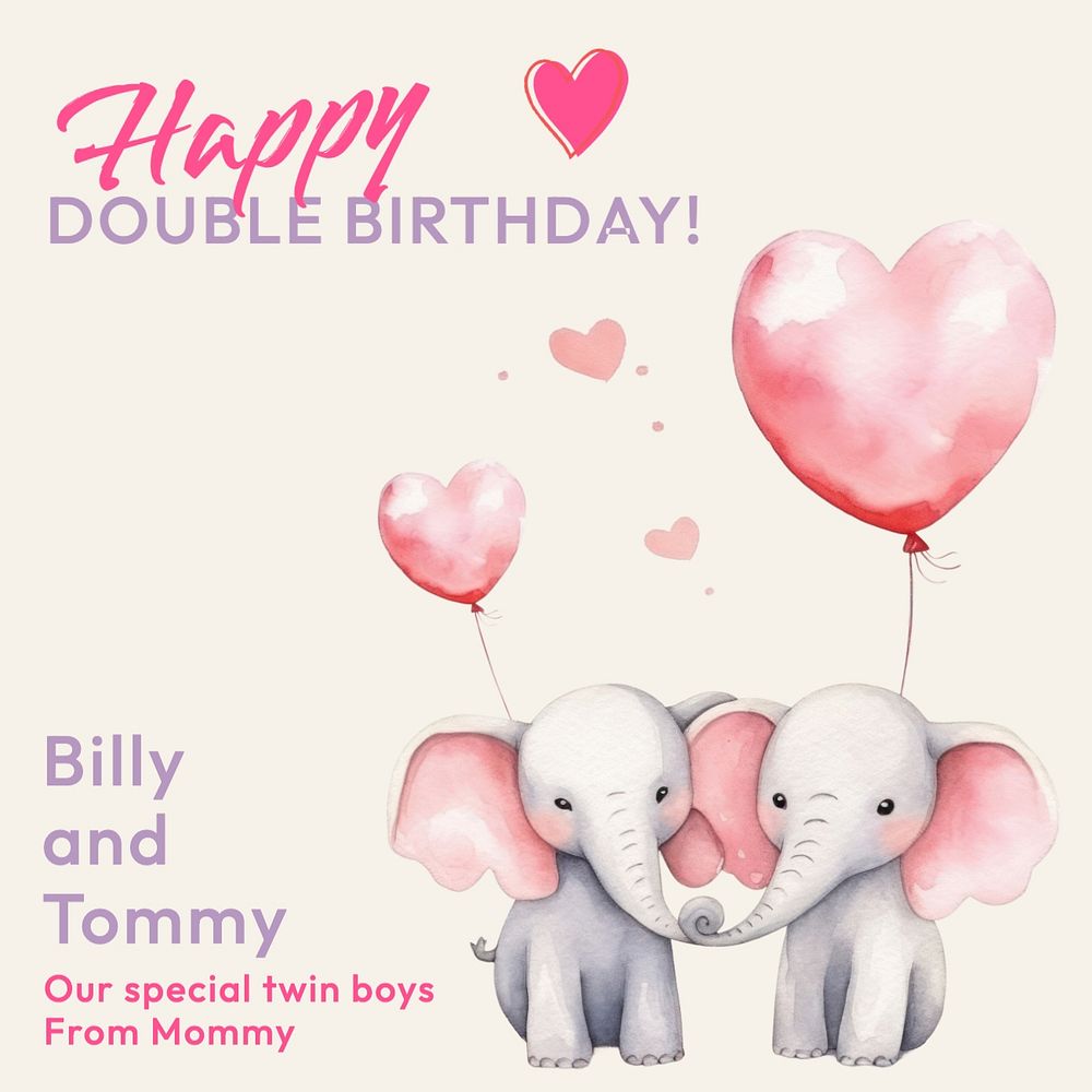 Twins birthday Instagram post template