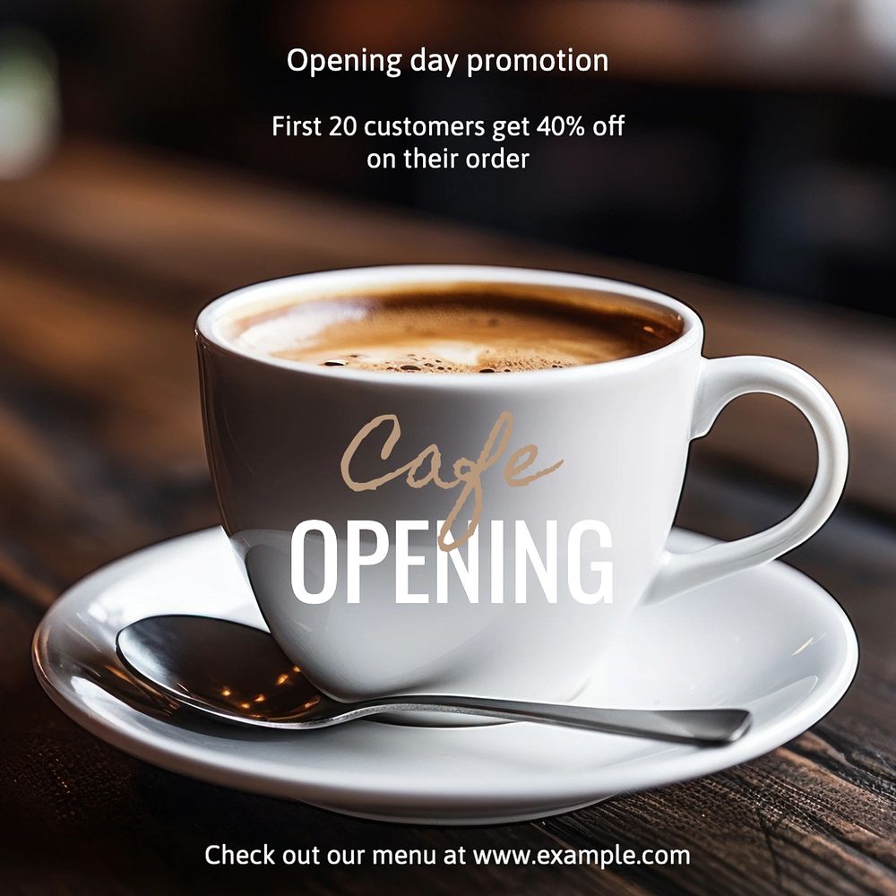 Cafe opening Instagram post template