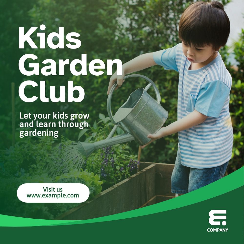 Kids garden club Instagram post template