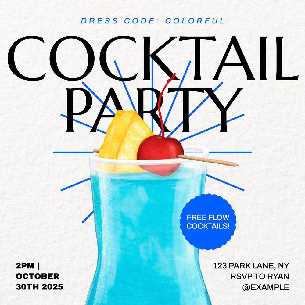 Cocktail party Instagram post template