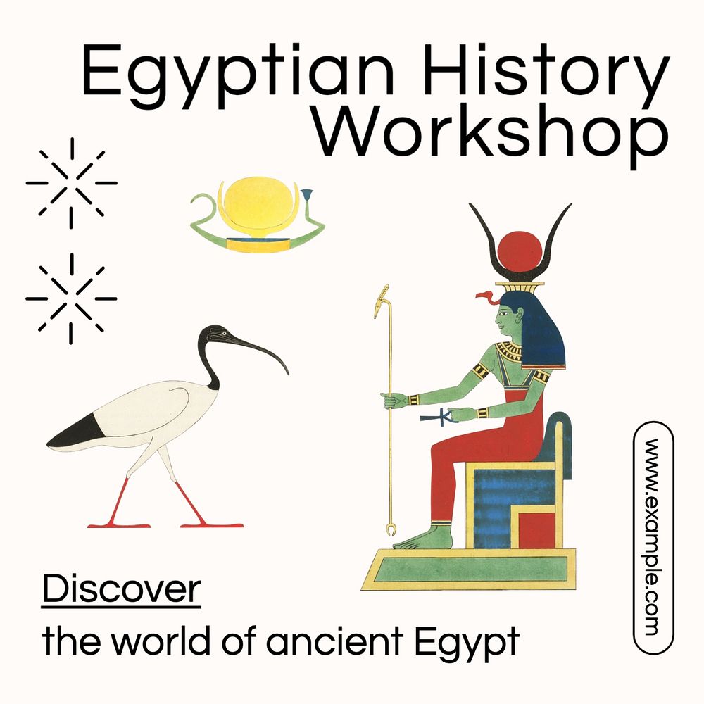 Egyptian history workshop Instagram post template