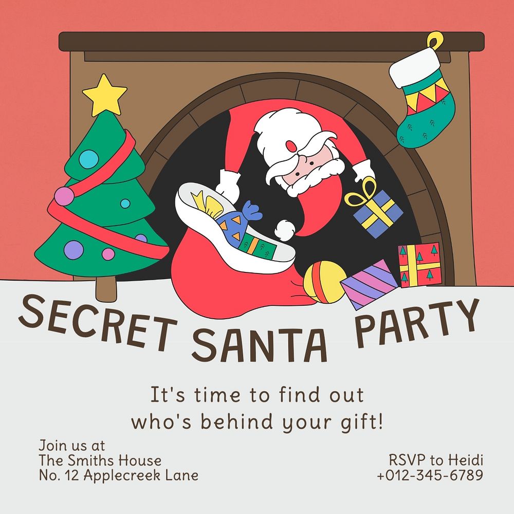 Secret Santa party Instagram post template