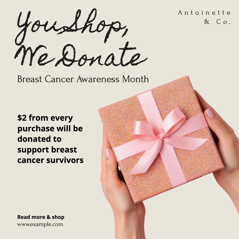 Breast cancer campaign Instagram post template