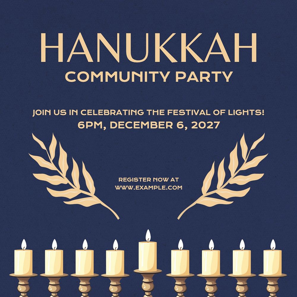 Hanukkah community party Instagram post template