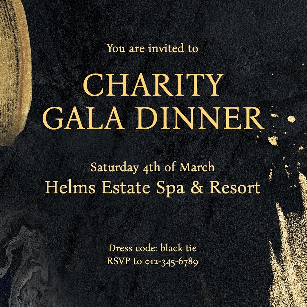 Charity gala dinner Instagram post template