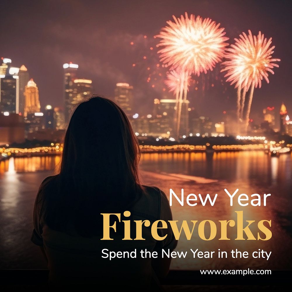 New year fireworks Instagram post template