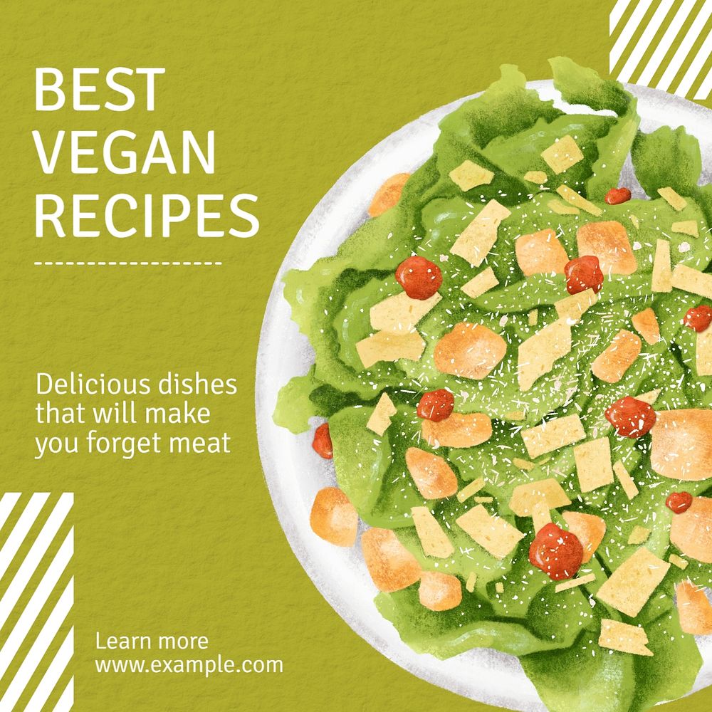 Best vegan recipes Instagram post template