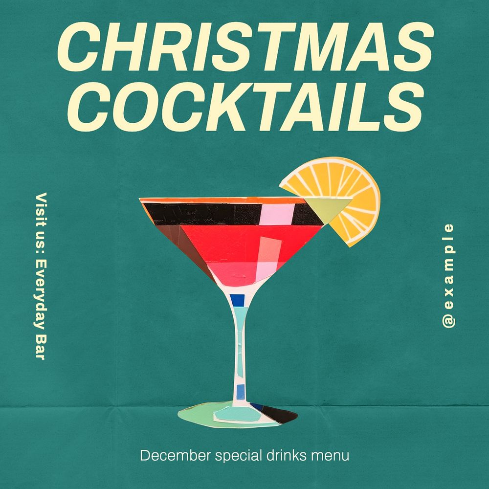 Christmas cocktails Instagram post template