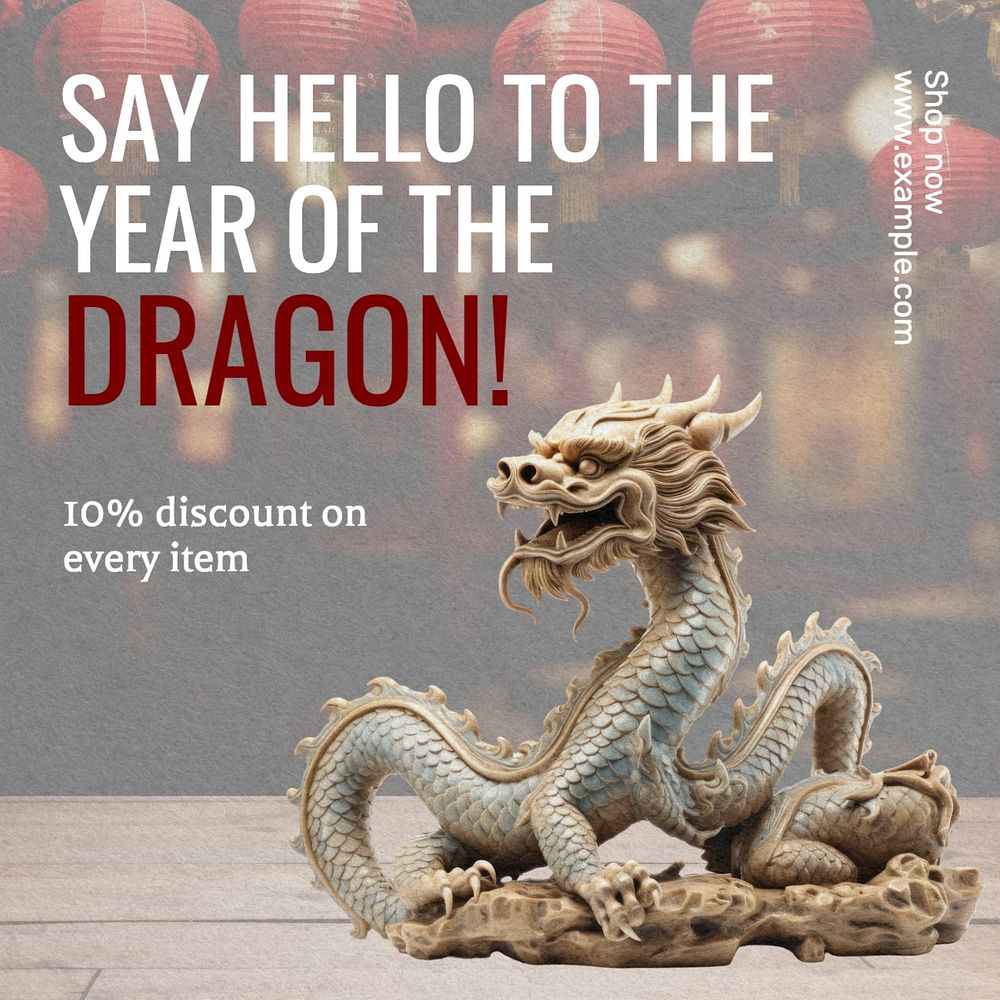 Year of dragon Instagram post template